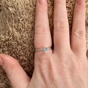 Touchstone Crystal Silver Ring with Aqua Gem